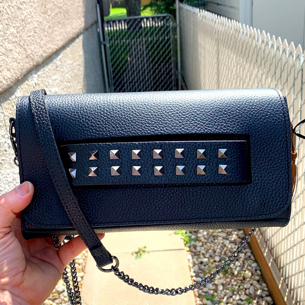 HOUSE OF HARLOW 1960 Leather Clutch Purse w/ Chain Strap
